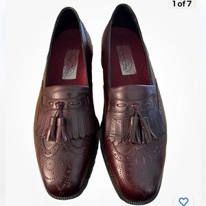 Florsheim Burgundy Wingtip Loafers Slip On Tassel Dress Leather Shoes 10D